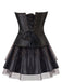 2PCS Corset brodé de motifs de plumes de paon et jupe plissée en tulle