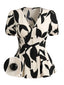 Blouse Col V Manches Bouffantes Fleurs Années 1940
