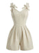 Combishort Larges Bretelles Nœud Plissée Beige Années 1950 4
