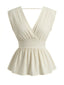 Haut Peplum Sans Manches Texturé Beige Années 1950