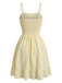 Mini Robe à Bretelles Fines Unie Froncée Texturée Beige Années 1960 5