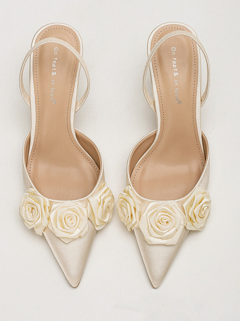 Vintage Rose 3D Bout Pointu Talon Haut Escarpins 8
