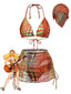 Ensemble Bikini Orange Psychédélique à Pois Filet Années 1960