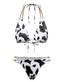 Bikini licou chaîne imprimé vache côtelé 1970s
