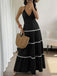 Noir Halter Dos Nu Blocs de Couleur Robe Longue Années 1930 4