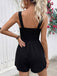 Combishort Smocké Col Carré Brodé Floral Noir Années 50