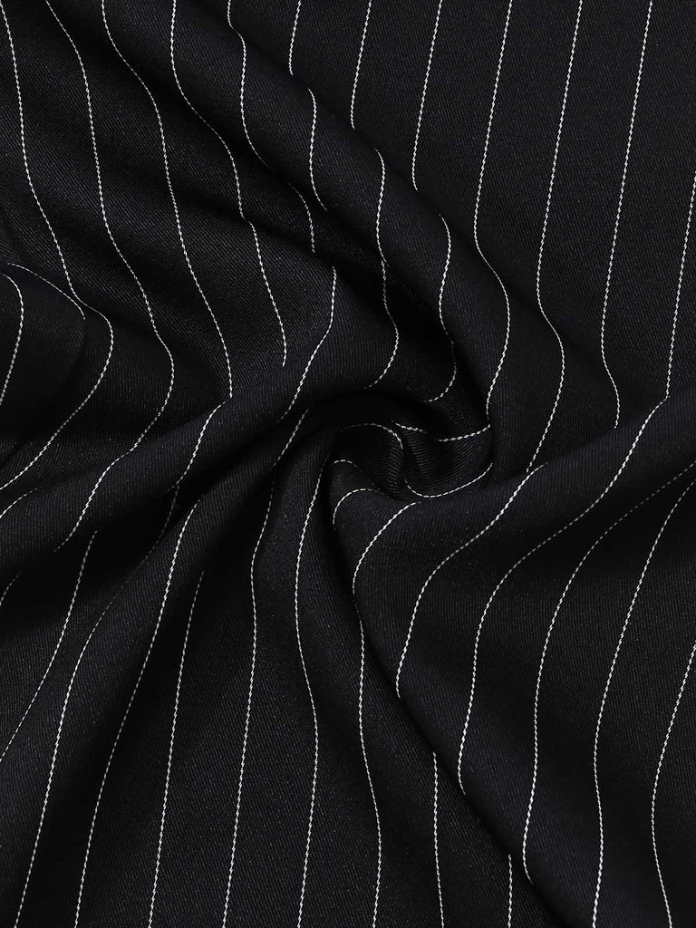 Combinaison Jambes Larges Halter Sans Manches à Rayures Boutonné Noir Années 50