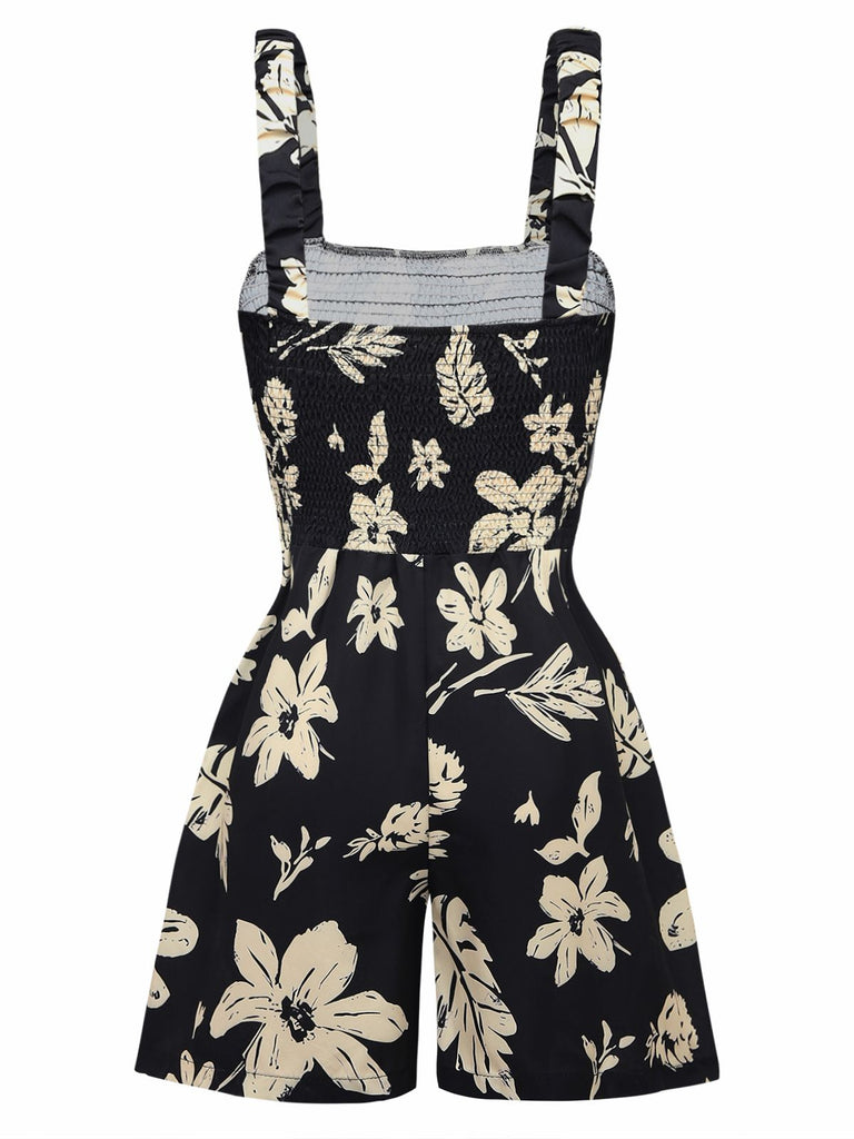 Black floral Romper on a white background
