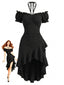Robe noire épaules dénudées manches bouffantes et volants années 60