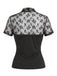 Blouse Col V Patchwork Dentelle Noir Années 60