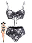 Ensemble Bikini À Crâne Gothique Noir Années 1980