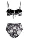 Gothique Crâne Imprimé Cordon Ensemble Bikini Noire Années 1980 3