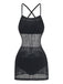 Crochet Croisé Sans Manches Tricot de Bain Robe Noire Années 1980 2