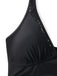 Noir Dentelle Col V Froncé Maillot de Bain Une Pièce Années 1950 4