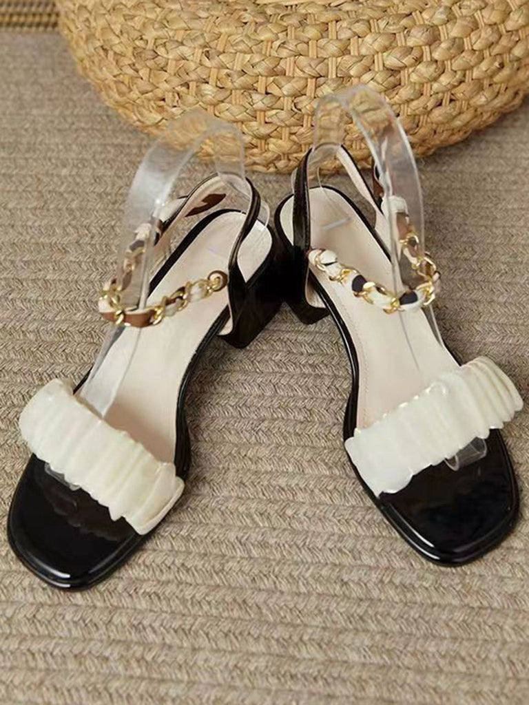 Sandales à Talons Hauts avec Bride de Cheville Noir & Blanc