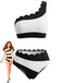 Ensemble Bikini Asymétrique à Festons Noir & Blanc Années 50