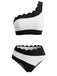 Ensemble Bikini Asymétrique à Festons Noir & Blanc Années 50