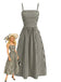 Robe à Bretelles Fines Rayée Noire & Crème Années 1950
