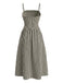 Robe à Bretelles Fines Rayée Noire & Crème Années 1950