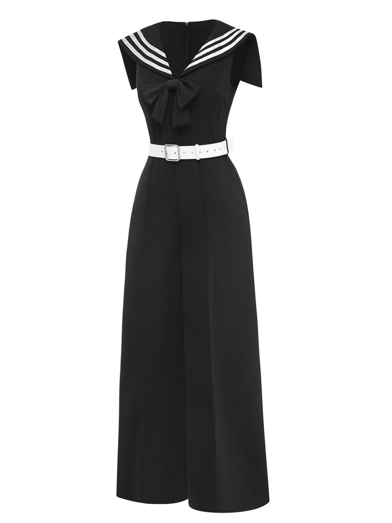 Black dress with white accents on a white background