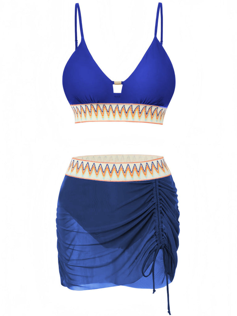 Chevron Filet Patchwork Ensemble Tankini Années 1940 12