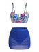 Ensemble Tankini Floral à Boucle Métal en U Taille Haute années '60 4