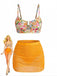 Ensemble Tankini Floral à Boucle Métal en U Taille Haute années '60