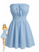 Uni Bustier Mini Robe Bleue Années 1940