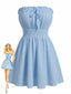 Mini-robe bustier unie bleue années 1940