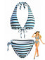Ensemble tankini bleu rayures dos nu nouer années 40