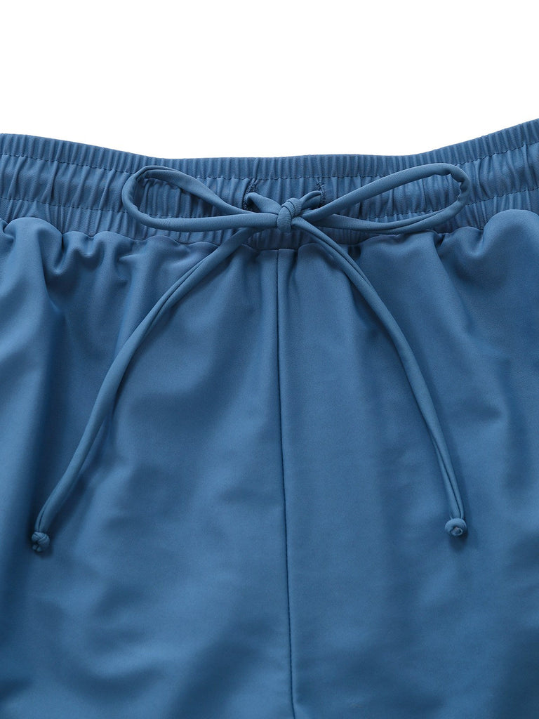 [Prévente] Maillot de bain rayé bleu poches et fronces années 1940