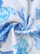 Robe Longue Florale Découpée à Bretelles à Volants Bleue Années 1950 7