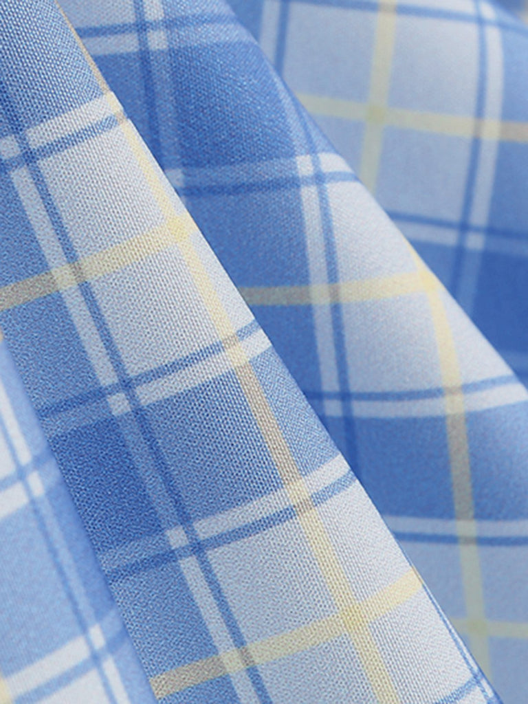 Close-up of blue and white checkered fabric