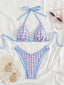 Bikini Triangle Col Licou Vichy Fleur Bleu Années 60