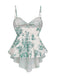Rose Pêche Maillot de Bain Une Pièce Uni à Volants Dos Nu années '40 6