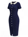 [Prévente] Robe Tricoté Col Claudine Bleue Années 1960 3