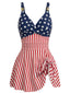 Maillot de Bain Une Pièce Rayé Bleu et Rouge Années 1940