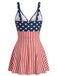 Maillot de Bain Une Pièce Rayé Étoiles Bleu & Rouge Années 1940