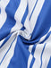 Blue & White 1950s Stripe Spaghetti Strap Midi Dress