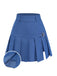 Blue pleated skirt with a close-up of the pleats on a white background