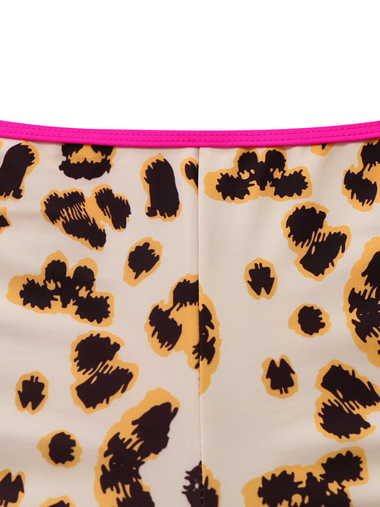 Brown 1950s Leopard Spaghetti Strap Tankini - vintage fashion, retro style