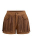 Short vintage marron suédine franges années 1960