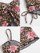 Marron Léopard Floral Imprimé Devant Découpé Ensemble Tankini Années 1940 4