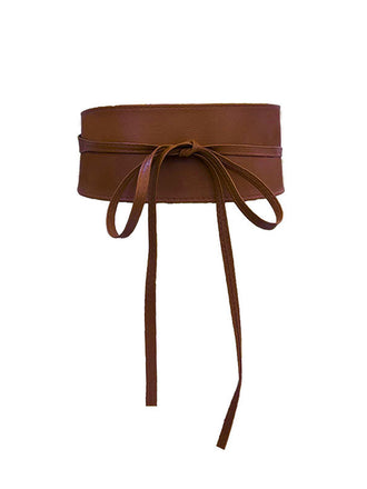 Brown-Vintage-PU-Leather-Bow-Wide-Waistband