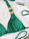 Ensemble Bikini Halter Taille Haute Bleu Années 1980 9
