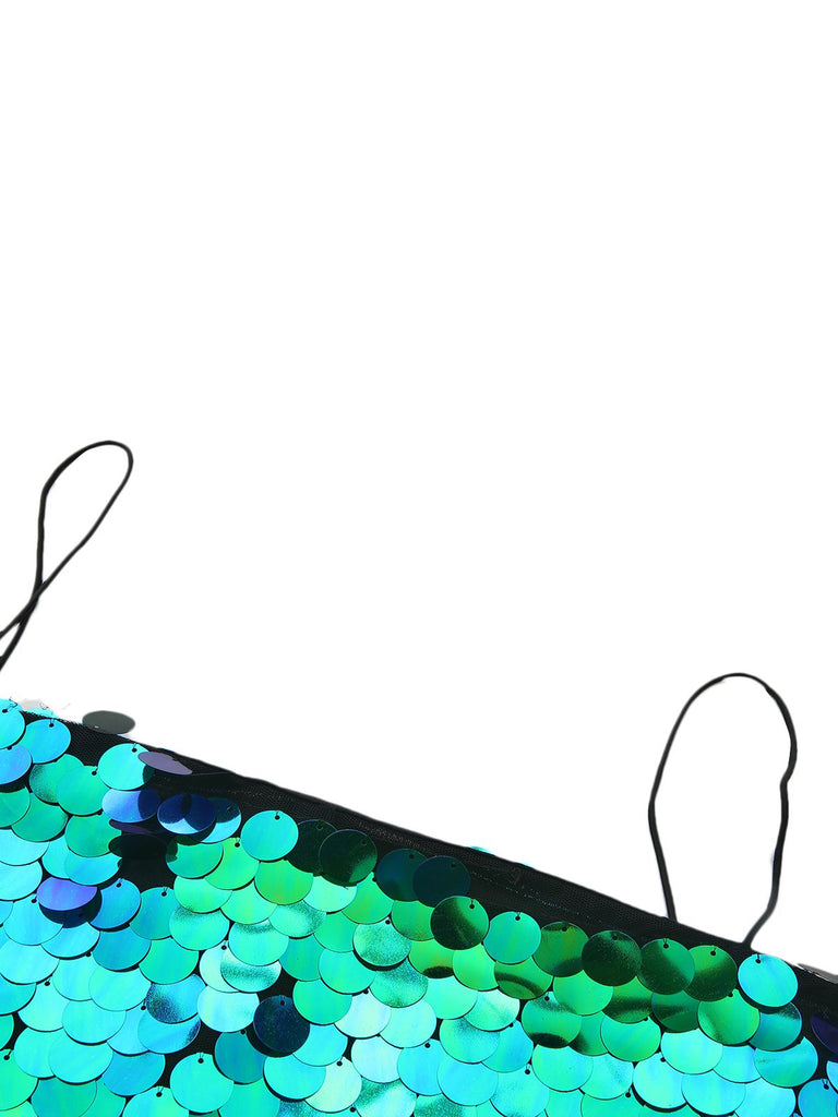 Robe de soirée verte sequins et fines bretelles style années 1920