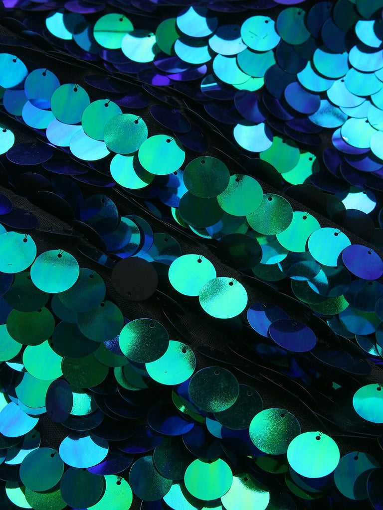 Robe de soirée verte sequins et fines bretelles style années 1920