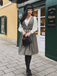 [Prévente] 2PCS robe à carreaux et chemisier en satin années 40