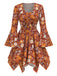 [Prévente] 2PCS hauts manches cloche et robe à bretelles marguerite hippie orange des années 1970