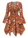 [Prévente] 2PCS hauts manches cloche et robe à bretelles marguerite hippie orange des années 1970